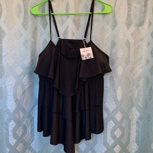 B2Prity women’s black size 3XL tiered swimsuit, top with bust inserts, NWT